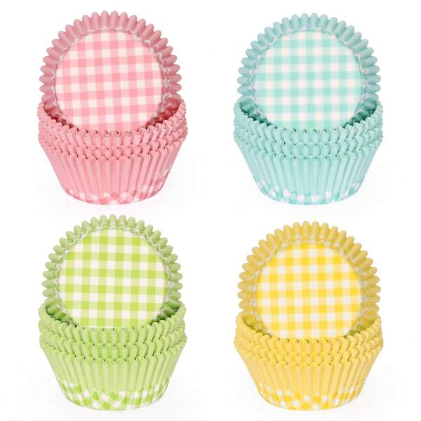 100/400 Count Standard Cupcake Liners Paper Baking Cups Buffalo Plaid In 4 Different Colors Disposable Cupcake Wrappers For Wedding And Party Baking Supplies