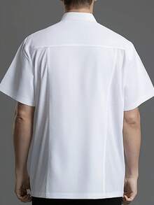 Fashionable Lapel Chef Workwear For Men, Short-Sleeved, Summer Thin And Breathable Kitchen Uniform - 白色 - 查看 2