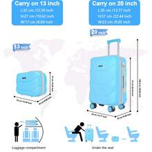 YOUGGELI 2 PC Travel Set: Fashion Suitcase And Makeup Bag Combination, With TSA Lock, USB Charging Port, Cup Holder. Suitable For Business And Leisure Travel, Unisex, Suitable For Students' Daily Use, 13 Inches + 20 Inches, Multiple Colors Available.Suitcase,Luggage Set,Carry On Luggage,2025,Luggage With Spinner Wheels,Suitcase Luggage,Toiletry Bag,Laptop Bag,Luggage Tag,Passport Holder Travel Wallet,Laptop Bag For Women,Travel,Passport Holder,School Bag,Laptop Case,Packing Cubes,Travel Bag,Crossbody Bags For Women,Mini Backpack,Work Bag,Duffle Bag For Men,Backpack Purse,Bags,Clear Backpack,Backpack,Bags For Women,Tote Bag,Messenger Bag,Purse,Tote Bag For Women,Fanny Packs For Women,Lilo And Stitch,Beach Bag - Lake Blue_ - View 7