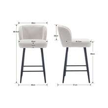 WAHSON OFFICE CHAIRS Kitchen Bar Stools Set Of 2 Faux Fur Breakfast Barstools Upholstered High Stools For Kitchen Counter - Beige - View 2