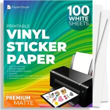 Pegatinas de vinilo imprimibles de alta calidad para impresoras de inyección de tinta y láser - 100 hojas de papel adhesivo blanco mate resistente al agua con excelente adhesivo, tamaño A4 29,7 cm*21 cm, secado rápido, retención de tinta, ideal para máquinas de corte