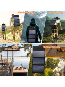 Panel solar, cargador de batería con panel solar plegable, adecuado para estación de energía portátil, generador, Apple, computadora portátil, puerto tipo C y campamento al aire libre en autocaravana, salida de CC (controlador no incluido) - A - Ver 7