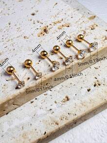 3 副經典圓形女式氧化鋯耳釘，不銹鋼女式軟骨，耳屏，耳垂，Daith 穿孔首飾