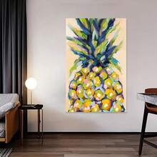 Framed Canvas Wooden Framed Pineapple Fruit Yellow Oil Print Canvas Painting Wall Art Prints Wall Picture Decor For Home Gifts, Living Room, Bathroom, Bedroom, Kitchen Birthday Party Decor, Mother's Day New Year Easter Gift, Home Living Room Office Wall Decor, Perfect Gift And Wall Decoration, Room Decor, Wall Art Decor, Wall Decor, Living Room. - Framed - View 3