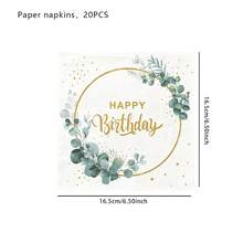 20pcs Green Disposable Paper Napkins With Eucalyptus Pattern, Decorative Luncheon Napkins, Suitable For Birthday Party, Baby Shower, Wedding, Engagement, Christening, Bridal Events - Multicolor - View 4