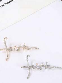 1 件水钻“Faith”字母胸针，适合女性的日常百搭配饰 - BR310086 - 查看 5