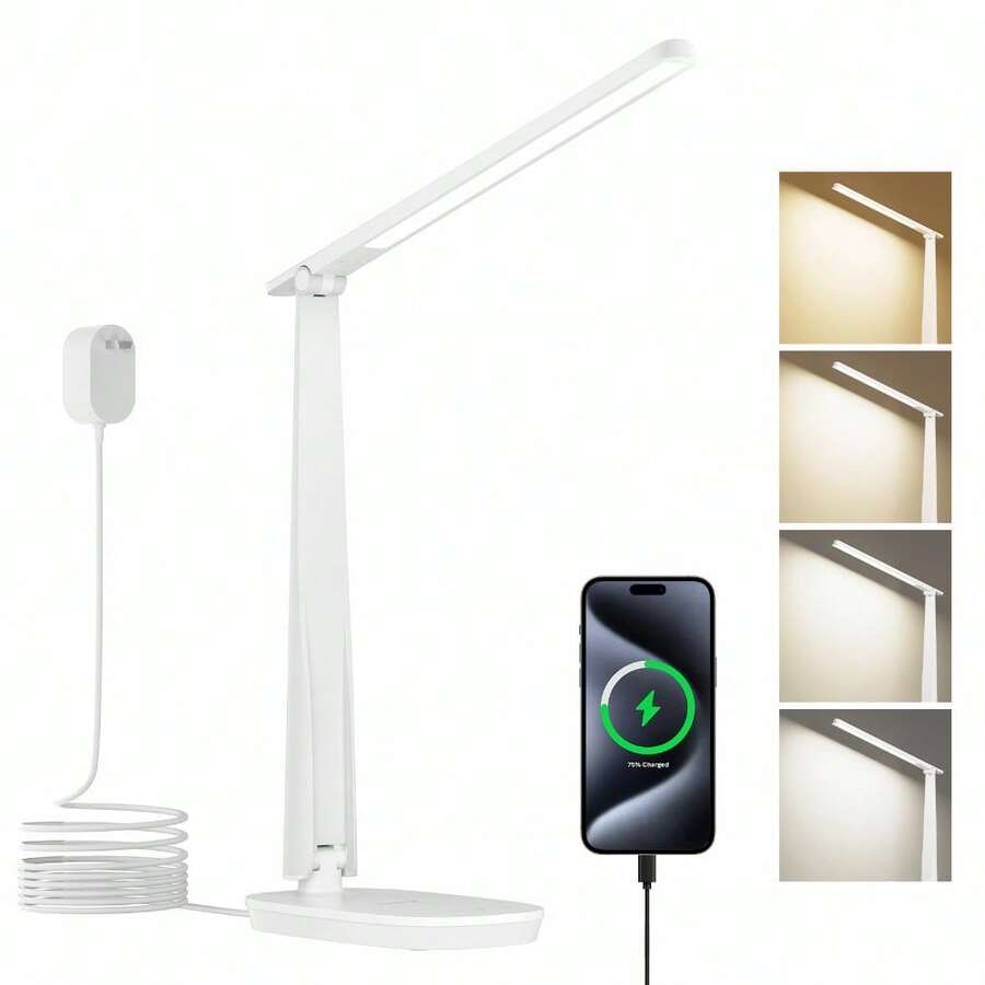 Lámpara de escritorio LED Honeywell Sunturalux™ Luz de escritorio regulable con puerto de carga USB A+C - Blanco - Ver 1