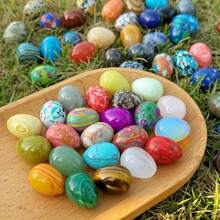3/6/9 pièces Œufs en pierre naturelle polie - Grands œufs minéraux pour l'équilibrage des chakras, le Reiki et la décoration de Pâques - Couleurs vibrantes, motifs variés, cadeau parfait pour Pâques