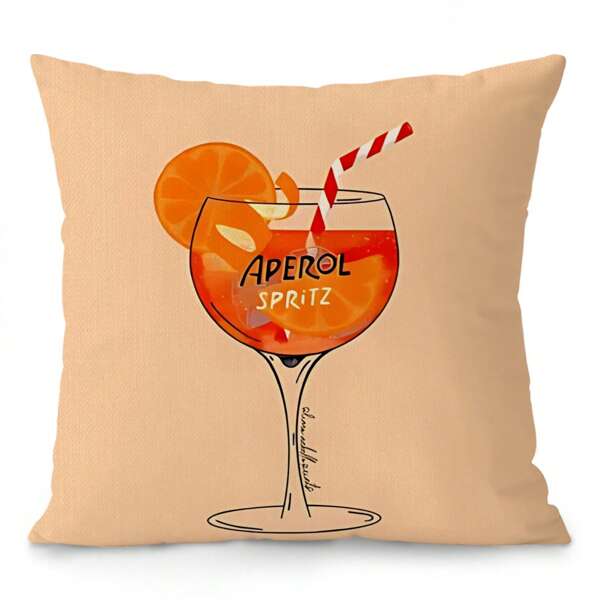 1 PC Modern Cocktail Pattern Pillow Cover, Daily Party Room Decoration, Living Room Sofa, Outdoor Chair Pillowcase