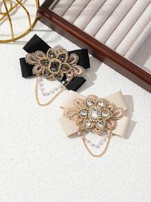 1 件优雅花卉设计创意面料水钻镶嵌金属合金女士胸针，奢华珠宝胸针，约会礼物，适合日常佩戴 - 經典 - 查看 8