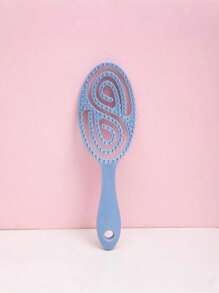 1 Pc Oval Hollow Design Brush, Large Curved Hair Comb, Home Volumizing Styling Brush, High Skull Massage Hair Brush, Suitable For All Hair Types, Dry & Wet Use, Promote Scalp Blood Circulation