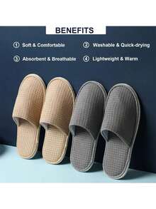 两双可重复使用的拖鞋，男女通用水疗拖鞋，水疗酒店旅行防滑拖鞋，酒店拖鞋，居家保暖拖鞋，闺蜜节，小狗，嘉年华，派对装饰