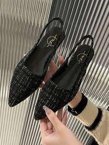 Women's Vintage Penny Loafers, French Romantic Pointed Toe Low-Heeled Hollow Out Shoes For Spring/Summer - Black - View 4