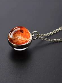 1pc Solar Universe Galaxy Pendant Necklace, Glass Ball Pendant Necklace, Fashion Jewelry Accessories Men's Gift