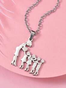 Mom Daughter Pendant Mother's Day Necklace Stainless Steel Jewelry For Women Wife Men Family Charm Love Gifts Valentines,Mom,Mother,Mother's Day,Gift - Gold - View 9