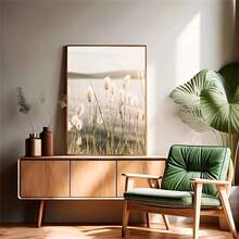 1件/3件套 现代乡村湖泊、日落、芦苇自然风景墙面艺术装饰画，当代艺术装饰海报，帆布画，适用于客厅、卧室、家庭办公室、浴室、餐厅 - 竖版，带框/不带框，带框墙面艺术品 - 彩色 - 查看 6
