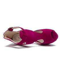 Women's Platform Chunky Block High Heel Peep-Toe Dress Sandals - Rosröd mocka - Visa 7