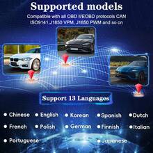 OBDII 扫描仪适用于所有汽车，多语言 OBD2 代码读取器，汽车自动诊断工具，清除/擦除代码/故障代码读取器扫描仪，可诊断扫描工具，适用于所有 OBD 协议汽车，自 1996 年以来