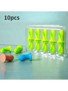 [10pcs Reusable Earplugs For Sleeping] 10pcs Reusable Colorful Sponge Earplugs For Sleeping, Studying & Work - Slow Rebound Design