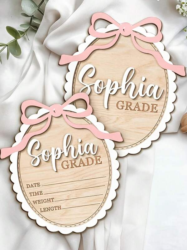 Pink Bow Custom Decorative Plaque Newborn Party Decorations Family Warm Decorations