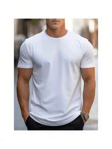 Kit Of 3 Men's Plain T-Shirts Premium Combed Mesh 100% Cotton Basic Summer - White - View 3
