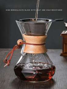 1PC Wholesale High Borosilicate Heat-Resistant Glass Rhinestone Wood Slice Coffee Pot Transparent Glass Mug Home American Shared Teapot Back To School