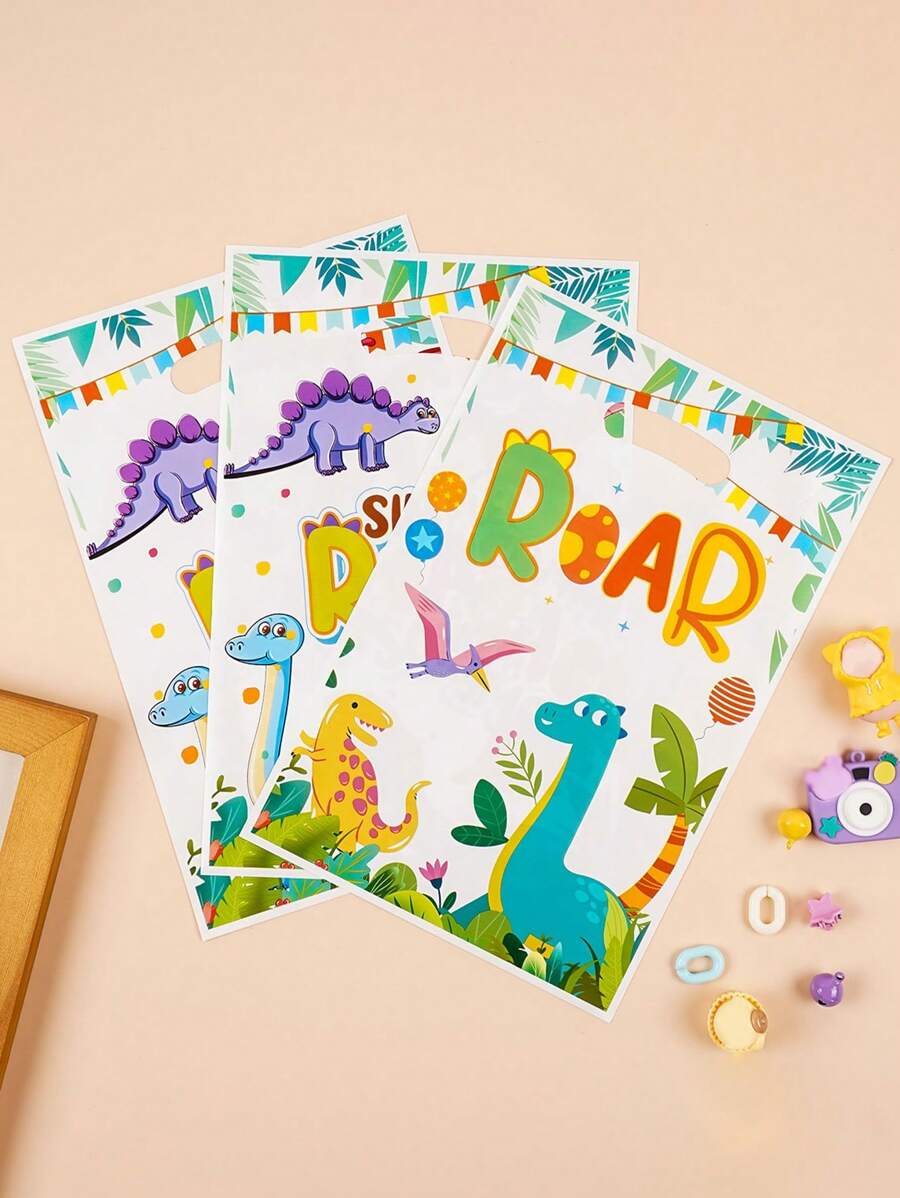 50pcs Dinosaur Theme Gift Bags Favors Packaging Tote Bags For Party, Gift Wrapping