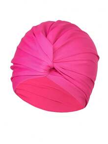 2025 New Extra Large Nylon Fabric Swim Cap, Solid Color Simple Pleated Design, Comfortable & Non-Constrictive Swim Cap, Suitable For Adults Men & Women With Long Hair, Thermal Spring Bath Cap (Slight Color Variance May Occur Due To Fabric Batch Difference, Please Refer To The Actual Product), Beach Essentials, Beach Accessories, Pool Float - Multicolor - View 2