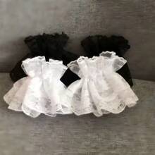 1 par de puños de encaje estilo lolita, accesorio de manga corta de moda, utilería para sesión de fotos, atuendo para club nocturno y niña kawaii, decorativo