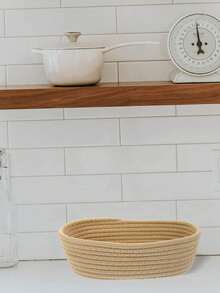 1pc Desktop Storage Basket, Random Color Handwoven Rattan Organizer Box For Makeup, Snacks, Entryway - Multicolor - View 10