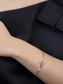 1pc European And American Personalized Fashionable Sea Turtle Design Cz Micro-Inlaid Turtle Decor Retractable Bracelet For Daily Wear