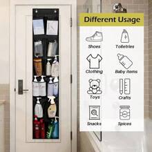 1pc Narrow Door Shoe Storage Bag With 12 Large Net Pockets, For Wardrobe Storage And Organization, Available In Grey, Black, White