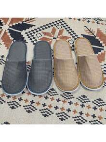 两双可重复使用的拖鞋，男女通用水疗拖鞋，水疗酒店旅行防滑拖鞋，酒店拖鞋，居家保暖拖鞋，闺蜜节，小狗，嘉年华，派对装饰