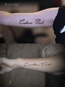 1PSC 定制黑色临时纹身贴纸，暗黑风格纹身字体 - 婚礼庆祝纹身，周年纪念纹身，求婚暗黑风格纹身，猫主题纹身，宠物（狗/猫）纪念纹身 - 彩色 - 查看 3