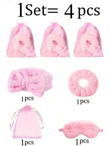 4/8/12/16/20 件/套水疗过夜派对套装：粉色头带、毛绒眼罩、天鹅绒发圈和欧根纱袋 - 非常适合女孩的睡衣派对和水疗活动母亲节毕业典礼 - 彩色 - 查看 6