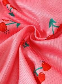 2pcs Summer Sleeveless Set Young Girl Cute Fruit Pattern Tank And Outdoor Summer Outfit