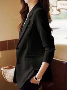 Plus Size Women One Button Casual Blazer Jacket, Wiosna/Jesień