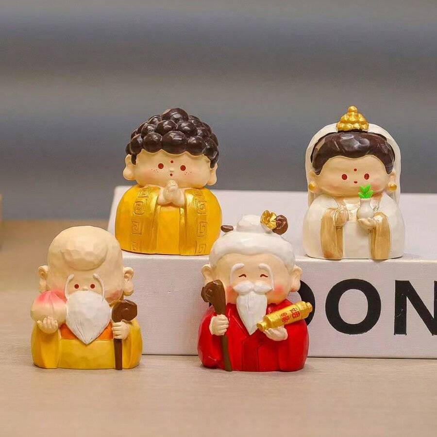 1 Piece/Chinese Immortal Figure Collectible Figurines, Healing Plush Figurines, Beautiful Desktop, Stress Relief, Small Gifts For Festivals And Parties - Multicolor - View 1