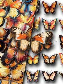 SCXXBSW 50pcs Orange Butterfly Cartoon Graffiti Double Transparent Stickers Decorative Handbooks Water Cups Notebook Luggage Waterproof Stickers - Multicolor - View 11