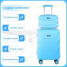 YOUGGELI 2 PC Travel Set: Fashion Suitcase And Makeup Bag Combination, With TSA Lock, USB Charging Port, Cup Holder. Suitable For Business And Leisure Travel, Unisex, Suitable For Students' Daily Use, 13 Inches + 20 Inches, Multiple Colors Available.Suitcase,Luggage Set,Carry On Luggage,2025,Luggage With Spinner Wheels,Suitcase Luggage,Toiletry Bag,Laptop Bag,Luggage Tag,Passport Holder Travel Wallet,Laptop Bag For Women,Travel,Passport Holder,School Bag,Laptop Case,Packing Cubes,Travel Bag,Crossbody Bags For Women,Mini Backpack,Work Bag,Duffle Bag For Men,Backpack Purse,Bags,Clear Backpack,Backpack,Bags For Women,Tote Bag,Messenger Bag,Purse,Tote Bag For Women,Fanny Packs For Women,Lilo And Stitch,Beach Bag - Lake Blue_ - View 4