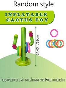 5 Piece Cactus Ring Throwing Game Set, Inflatable Cactus, Inflatable Party Props, Target Throwing Game, Indoor And Outdoor Games For Families, For Hawaiian Party Decoration Pool Games - Green - View 6