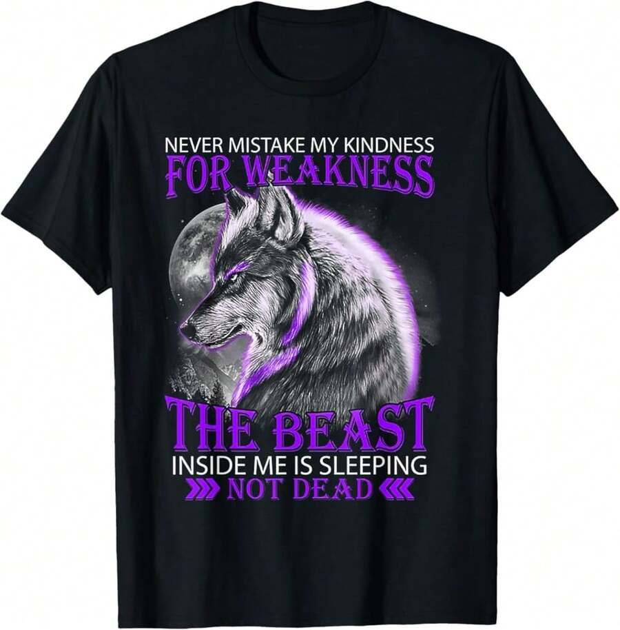 Never Mistake My Kindness For Weakness Wolf T-Shirt=Asc Graduation Gifts - Black - View 1