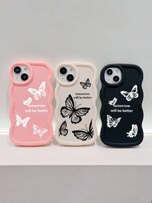 3pcs Luxury Creative Butterfly Print Matte Soft Phone Case, Compatible With IPhone & Galaxy Phones - Multicolor - View 4