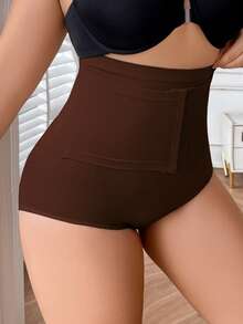 女士加大码无缝高腰前开合塑身内裤紧身平腹内衣三角裤提臀瘦腹收腹束腰塑身内衣