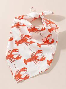 1条女士时尚海滨螃蟹虾贝壳印花头巾，防晒防风，可作装饰性沙滩/度假发饰，弹力舒适，适合沙滩和度假场合穿着。 - 彩色 - 查看 4