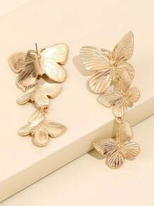 1 Pair Golden Fashion Butterfly Pendant Earrings, Suitable For Women Daily, Holiday, Party, Casual, Entertainment, Vacation, Date, Banquet Jewelry Accessories
