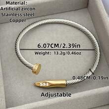 1 pezzo Braccialetto a fascia in acciaio inossidabile bicolore oro e argento, design regolabile unisex adatto a uomini e donne, stile punk goth, il miglior regalo per le vacanze e gioielli