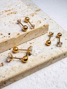 3 副經典圓形女式氧化鋯耳釘，不銹鋼女式軟骨，耳屏，耳垂，Daith 穿孔首飾