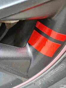 6 件红色个性化汽车轮毂贴花贴纸，防水车轮装饰贴纸，适用于汽车轮胎定制，通用车型 - 均碼 - 查看 4