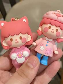 1pc Cute Cherry Blossom Girl Keychain, Fashion Pendant Accessory Ornament For Backpacks, Cars, Sweet Gift Car Accessories Bag Charm